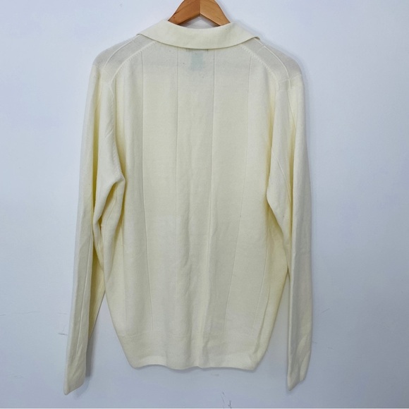 Cream Knit Window Pane Polo Sweater - Picture 5 of 5